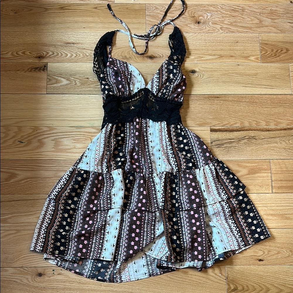 Bohemian Floral Halter Dress